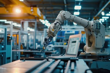 Automation Engineer Programs Robotic Arm for Factory Efficiency.