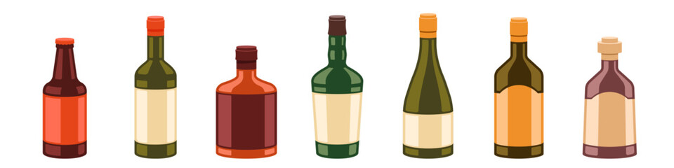 Alcohol bottles vector. Alcoholic beverages. Alcohol drinks.