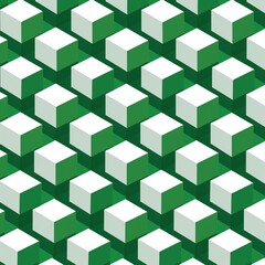 Fototapeta premium Optische Täuschung, grüne und weiße Würfel