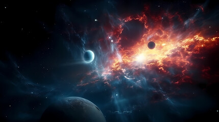 Space galaxy background, 3D illustration of nebulae in the universe