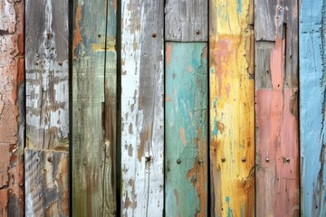 Old rustic and weathered wooden planks with chipped paint and rough edges, Old wooden background perfect for a vintage and grunge texture wallpaper.

