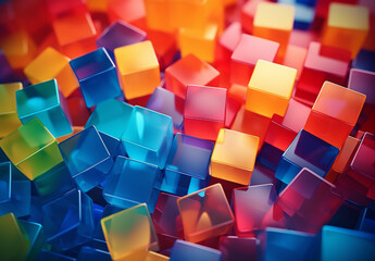 Colorful Random Color Of Cube Box Shape Background - obrazy, fototapety, plakaty