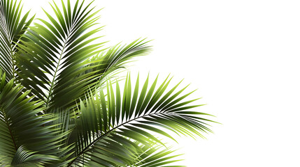 Realistic palm leaves shrubs corner on transparent backgrounds  - obrazy, fototapety, plakaty