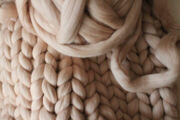Handwork, merino wool knitting, hazelnut color.