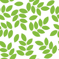 Seamless easter pattern. Green leaves on a white background. Pattern for textiles and backgrounds.