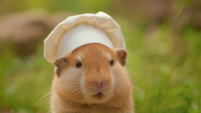 a hamster wearing a chef's hat