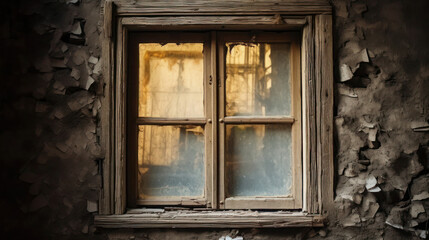 Old wooden window, frontal shot
