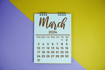 March 2024 annual monthly desk calendar for planning and management