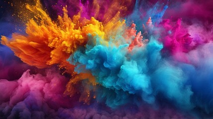 Fototapeta na wymiar Color Holi Festival. Colorful explosion for Happy Holi powder. Color powder explosion background