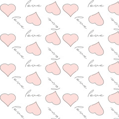 Valentine's day hearts love pink background seamless pattern
