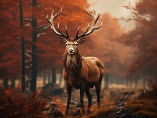 Red deer at autumn