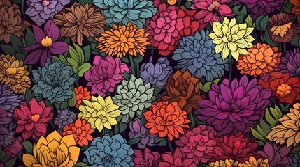 Wandaufkleber Colorful blooming flowers background © xuan