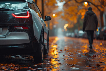 An individual participating in a car-sharing program, reducing the number of vehicles on the road. Concept of shared transportation and reduced emissions. Generative Ai.