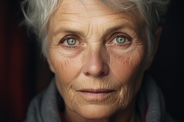 A detailed view of a person with white hair. Perfect for showcasing unique hairstyles or capturing the beauty of aging gracefully