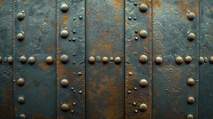 a riveted piece of old metal sheet. Metal background