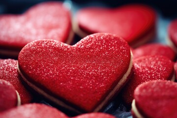 Obraz premium A close up view of a heart shaped cookie. Perfect for Valentine's Day or any romantic occasion