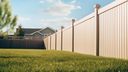 A house with a fenced yard. Suitable for real estate, home improvement, or family-related concepts
