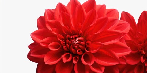 A detailed close-up of a vibrant red flower against a clean white background. Perfect for adding a pop of color to any project