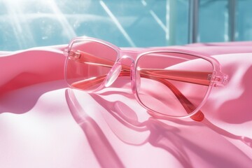 Glasses resting on a soft pink cloth, suitable for various uses