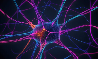 Abstract 3D background with neuron networks concept of neural connections, brain activity and artificial intelligence