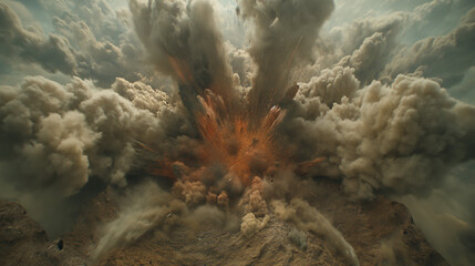 massive explosion and smoke - obrazy, fototapety, plakaty