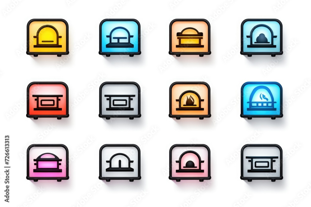 Aufkleber A collection of nine different colored hotel icons. Versatile and suitable for various graphic design projects