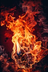 A burning skull on a black background. Perfect for Halloween-themed designs and dark, eerie projects