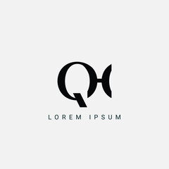 Letter QH and HQ monogram initial logo, geometric, modern, gradient, grid logo