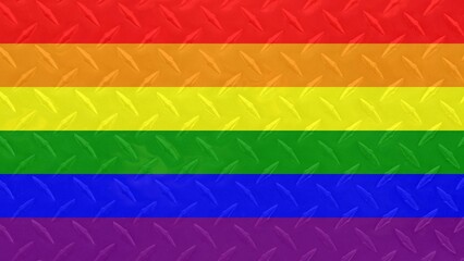 Stainless steel diamond plate sheet pride rainbow flag background vector