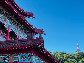 Fototapeta premium beautiful chinese temple with blue sky