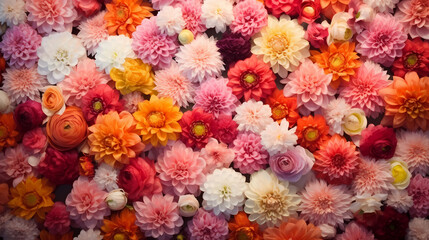 Fototapeta na wymiar Colorful blooming flowers background
