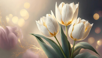 Piękny bukiet tulipanów, dekoracja tło generative ai - obrazy, fototapety, plakaty