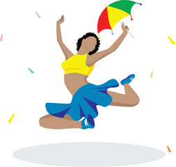 Girl dancing frevo at Pernambuco Carnival, Popular dance, Brazilian Folklore