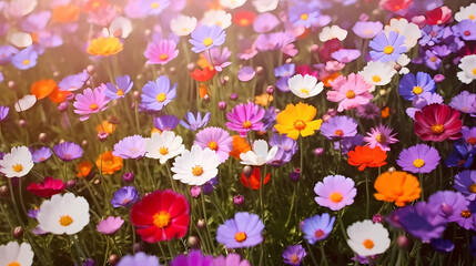 Obraz na płótnie Canvas Colorful blooming flowers background