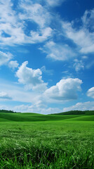 Green grass and blue summer sky