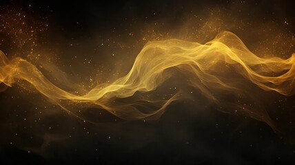 Abstract yellow smoke on black background. cloud, a soft Smoke cloudy wave texture background.