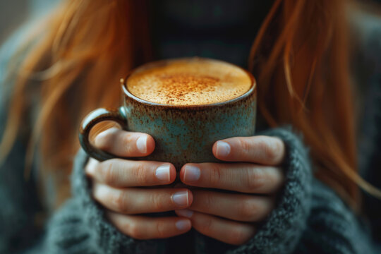 A person savoring the taste and aroma of their morning coffee, experiencing daily rituals mindfully. Concept of everyday mindfulness and appreciation. Generative Ai.