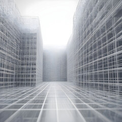 Wireframe city background. perspective 3d render of building wireframe. Graphics of the business city. Abstract. concept of smart or digital city, cityscape in futuristic sketch. Generative Ai