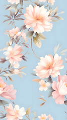 Fototapeta na wymiar Seamless pattern watercolor flowers.