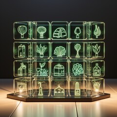 Neon glass icon set of medical services and healthcare concepts for high resolution stock photos