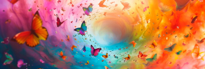 watercolor whirlwind, transform into colorful butterflies, creating a whirlwind of mystery and magic.