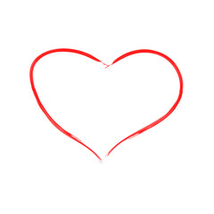 Red Heart Painted with Brush Isolated on White Background. Vector Illustration