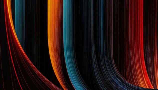  colorful abstract art piece with vibrant lines against black background