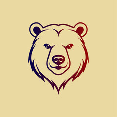 bear simple design mascot logo minimalist, line art