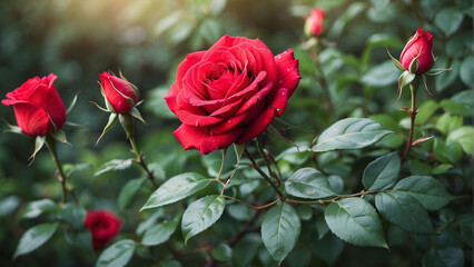 Obraz premium beautiful red rose flower close-up 
