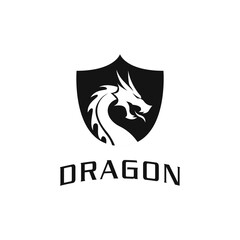 Dragon logo design with shield, dragon logo design perfect for esport team, tech industry, etc. Dragon symbol