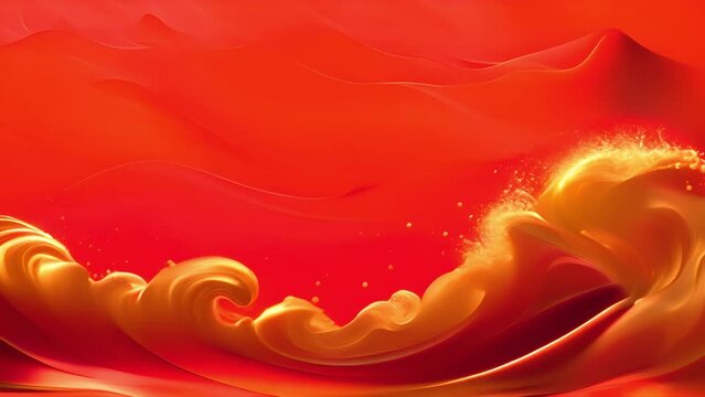 Chinese New Year background golden and red texture. Motion graphic of abstract background with chinese new year and year of the dragon 2024 on dark red background and glitter particle in a happy new y