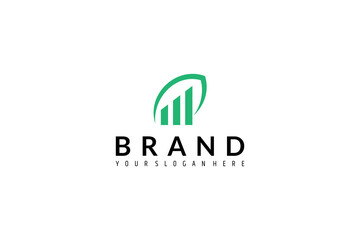 financial chart natural leaf vector logo design