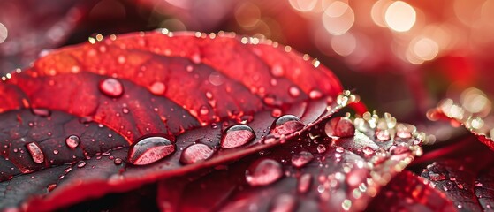 Red Leaves with Sparkling Drops