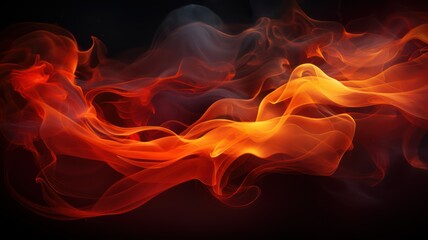 Abstract red and orange smoke wave with shadows fier texture background. 